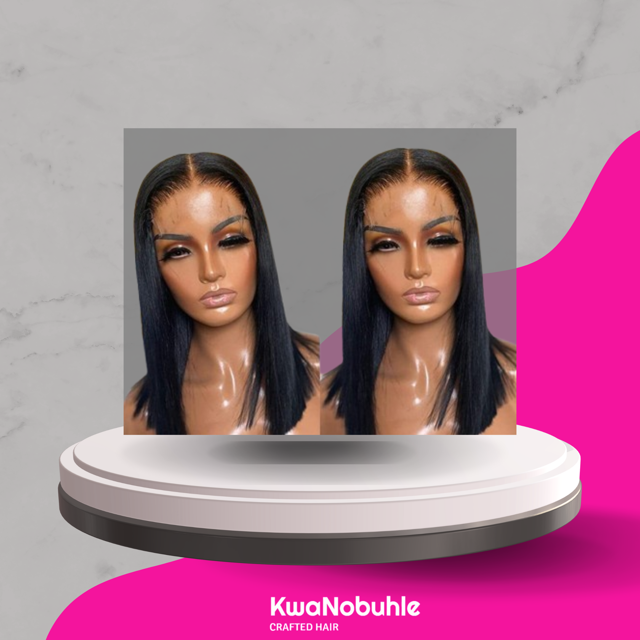 14 inches 3 way closure wig black