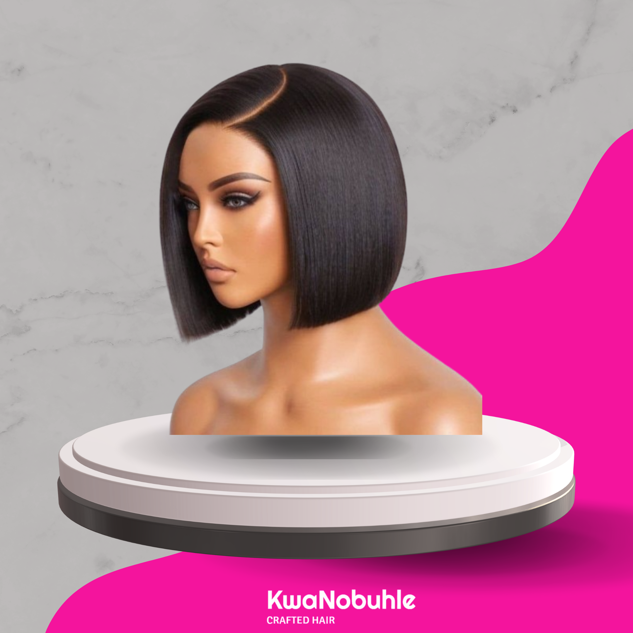 8 inches 3 way straight wig black